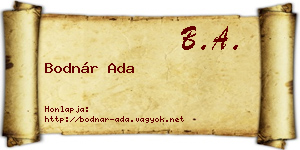 Bodnár Ada névjegykártya